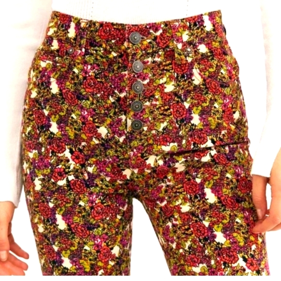 🌼🌼Free People Floral Corduroy Sun Chaser Boho Pants sz 26 *EXCELLENT CONDITION - Picture 2 of 6